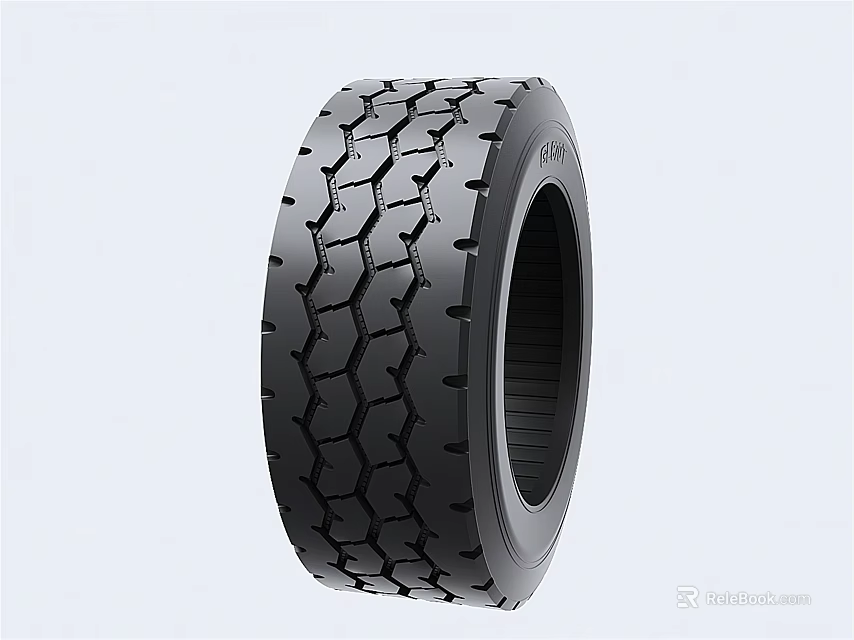 Black Heavy Duty Tire With Deep Interlocking Tread Pattern For Durable Use 3d model 