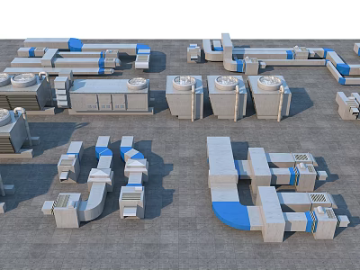 Industrial Pipes System with Mechanical Components and Equipment Layout Design 3d model