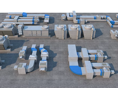 Industrial Pipes System with Mechanical Components and Equipment Layout Design 3d model