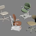Modern Ergonomic Office Chairs With Various Colors Adjustable Features And Comfortable Design 3d model