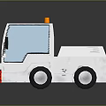 White Tow Truck 3D Render With Orange Warning Light Yellow Black Stripes And Reflective Surface
