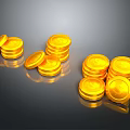 Shiny Stacked Gold Coins With Different Stacking Arrangements On Dark Background
