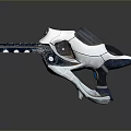 Futuristic Sci Fi Weapon with Blue and White Detailed Design and Glowing Technological Accents