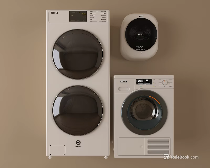 Modern White Washing Machines With Double Drum Single Drum And Mini Models Design 3d model 
