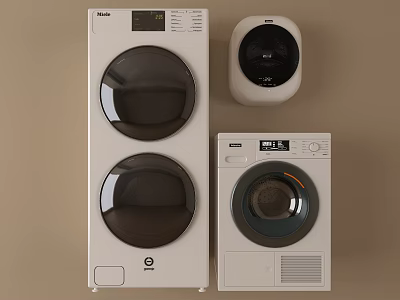 Modern White Washing Machines With Double Drum Single Drum And Mini Models Design 3d model