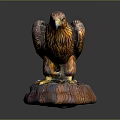 Detailed Eagle Sculpture Standing On Textured Rock Base With Realistic Features 3d model