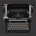 Vintage Underwood Dark Blue Typewriter With Retro Design And Round Keys