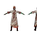 Game Movie Character in Bloodstained White Robe with Mask and Extended Arms