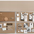 Decorative Corkboard Wall Decor With Photos Notes Cards And Small Decor Items 3d model