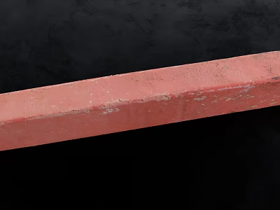 Dark red long strip object featuring worn surface and scratch marks on black background 3d model