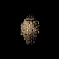 Modern Metal Frame Wall Lamp With Circular Hanging Discs And Warm Light