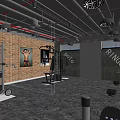 Spacious Gym Interior With Brick Wall Fitness Equipment Athlete Posters And Mirrors