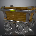 Vintage Wooden Mine Train Cart With Metal Frame And Large Wheels