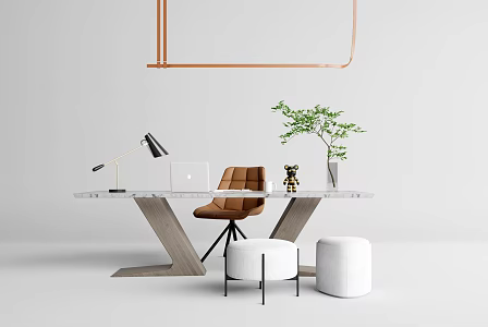Modern Desk Chair Simple Desk Chair Combination 3d model