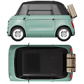 Fiat Topolino Mint Green Vintage Cabriolet Car With Rear Storage Bag
