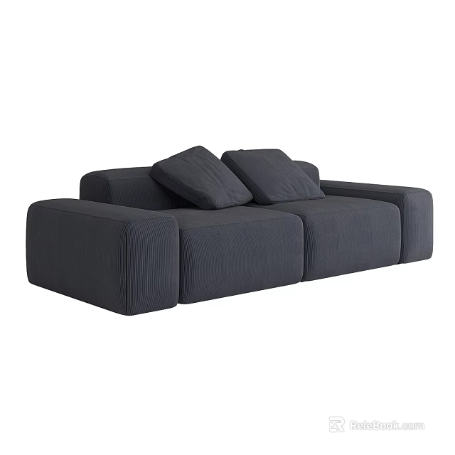 Dark Gray Textured Sectional Sofa With Modular Design And Plush Cushions 3d model