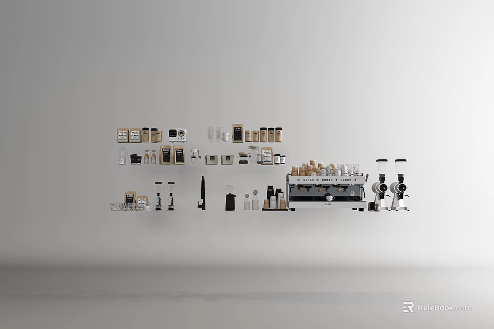 Various Modern Kitchen Appliances Including Coffee Makers Blenders Toasters And Ovens 3d model 