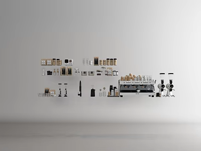 Various Modern Kitchen Appliances Including Coffee Makers Blenders Toasters And Ovens 3d model