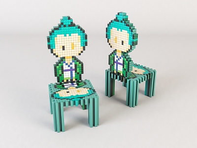 Modern Children's Chair Children's Cartoon Wooden Stool 3d model