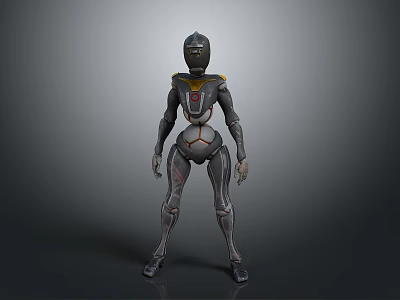 Futuristic Robot Character 3D Model With Metallic Armor And Mechanical Design 3d model