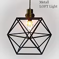 Geometric Black Metal Pendant Light with Clear Illuminated Bulb and Modern Design