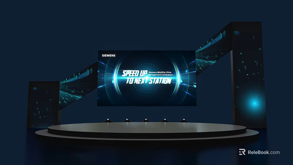 Modern Stage Design With Samsung Large Digital Screen Round Platform And Lighting 3d model 
