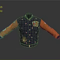 Stylish Purple Jacket With Orange Sleeves Star Patterns And Decorative Emblems
