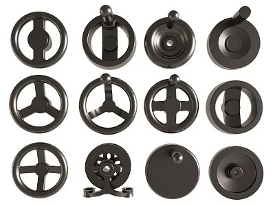 Black Metal Handles With Various Designs For Cabinet And Drawer Furniture 3d model