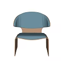 Comfortable Modern Leisure Chair With Blue Fabric Cushion And Wooden Frame Design