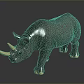 Detailed Brown Rhino Figurine With Yellow Horns And Hooves On Dark Background