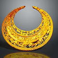 Exquisite Gold Crescent Shaped Jewelry With Intricate Carvings And Ornate Patterns