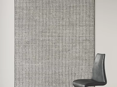 Modern Square Rug With Striped Gray White Pattern Soft Texture For Living Room Decor 3d model