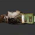 Dilapidated Building Interior With Collapsed Wooden Beams Broken Walls And Peeling Paint