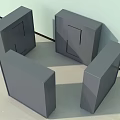 Modern Minimalist Gray Cube Shaped Storage Cabinets Placed Against Wall In Light Colored Room