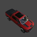 Red Pickup Truck With Black Grille Double Cab Black Wheels And Rugged Exterior