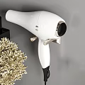 Stylish Bathroom Accessories With Shelves Shampoo Bottles Hair Dryer And Towels In Modern Bathroom