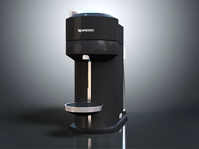Nespresso Coffee Machine Modern Black Kitchen Appliance With Stainless Steel Drip Tray 3d model