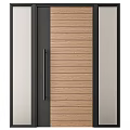Modern Wooden Panel Door With Black Frame And Glass Side Panels Design