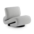 Gray Upholstered Modern Accent Chair With Unique Curved Shape And Black Base