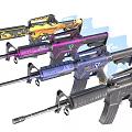 Various Designed Rifles As Modern Weapons With Colorful Patterns And Unique Styles