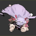 Cute Game Anime Character With Purple Long Hair Cat Ears Pink Skirt And White Stockings
