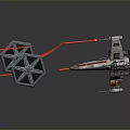 Starfighter Models With Black Hexagonal Wings And White Red X Design On Dark Reflective Background