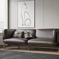 Modern double sofa multiplayer sofa 3d model