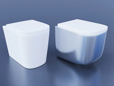 Modern White and Silver Toilets with Sleek Contemporary Design and Smooth Surfaces 3d model