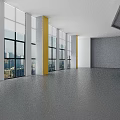 Contemporary Fitness Space With Table Tennis Table Treadmill Yellow Gray Walls And Wooden Flooring