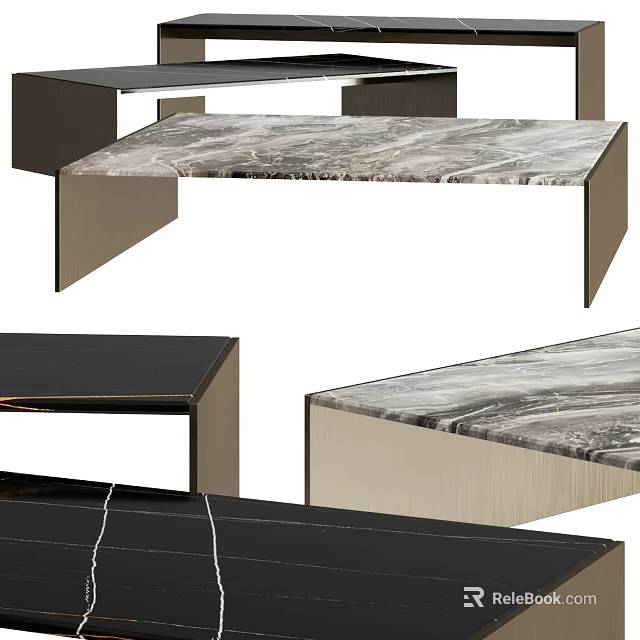 Modern Coffee Table With Sleek Marble Top And Metal Frame Design 3d model