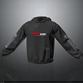 Hooded Dark Gray Hoodie With Front AWMC THE CHAMPION Print And Striped Sleeves Casual Style