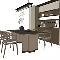 New Chinese-style Dining Table and Chair For More than Four Dining Tables and Chairs Rectangular Dining Tables and Chairs Sideboard Chandelier 3d model