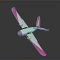 Pink And White Toy Airplane With Winged Structure And Tail Design