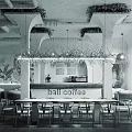 Bali Coffee Cafe Interior With Wooden Chandelier Green Plant Decor And Bar Counter